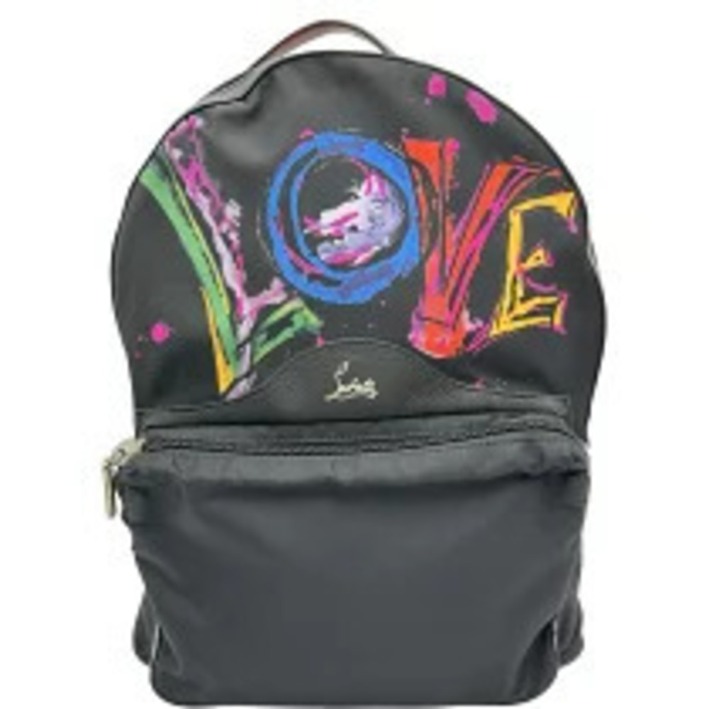 Christian Louboutin LOVE Studded Backpack Black Multicolor Leather Daypack